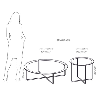 Circo X Lounge table - dimensions and specifications chart for Scandinavian minimal furniture